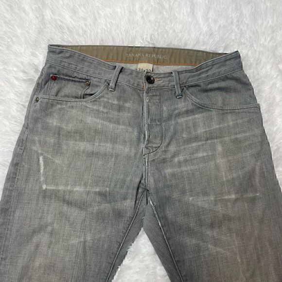 Banana Republic Mens Vintage Straight Jeans 31 x 32 Grey Distressed - Picture 5 of 11